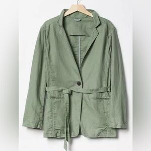 GAP Sage Green Linen Blend Blazer Belted Lightweight Spring Jacket XXL